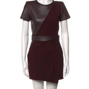 The Kooples Purple Leather Detail Mini Dress 34 XS